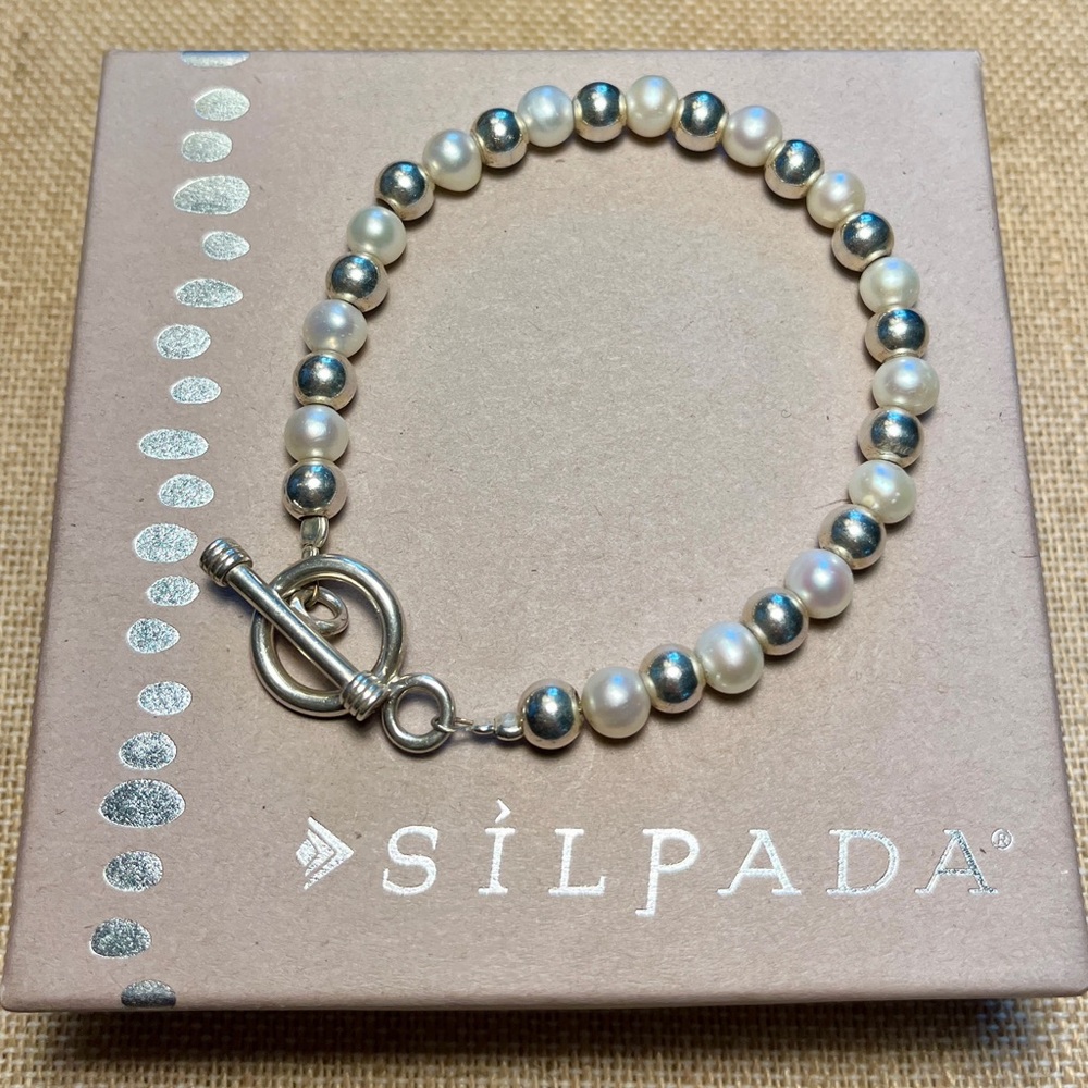 Silpada Pearl and Silver Bead Bracelet - Picture 1 of 6